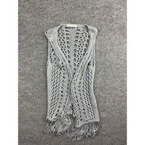 Monari Italy Cardigan Women's Small Light Blue/Gray‎ Open Knit Crochet